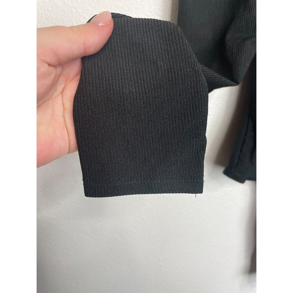 ASTR The Label Medium Rib Multi Back Cutout Bodysuit In Black Long Puff Sleeve - Picture 10 of 16